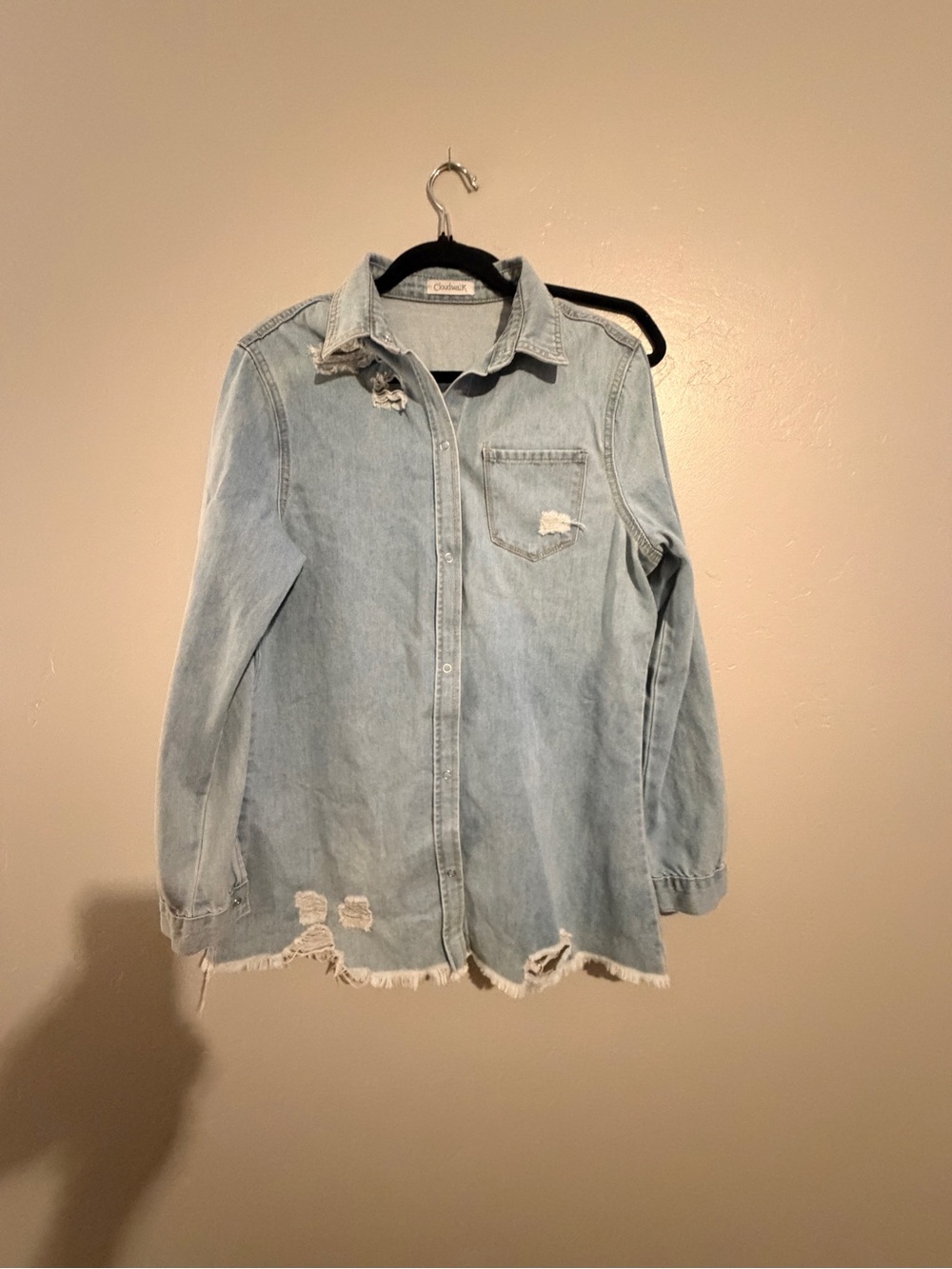 cloudwalkers Light Blue Distressed Denim Button-Down Shirt